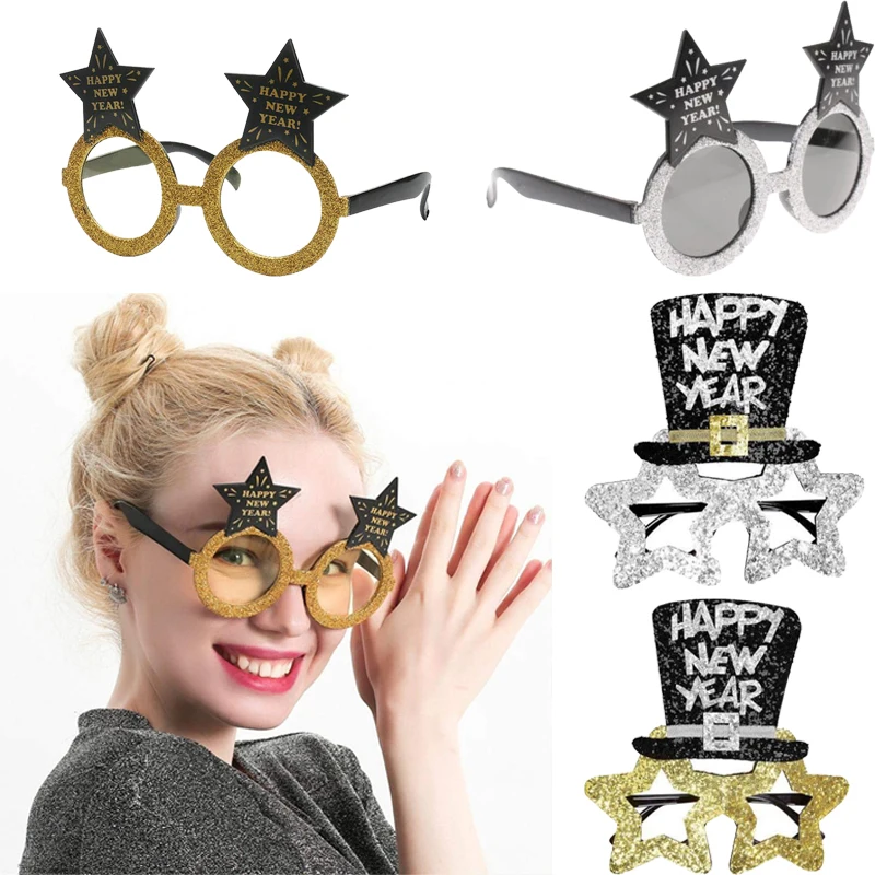 

Happy New Year Party Glasses Frame Photo Props Glasses 2023 New Year's Eve Decorations Holiday Atmosphere Decoration Supplies