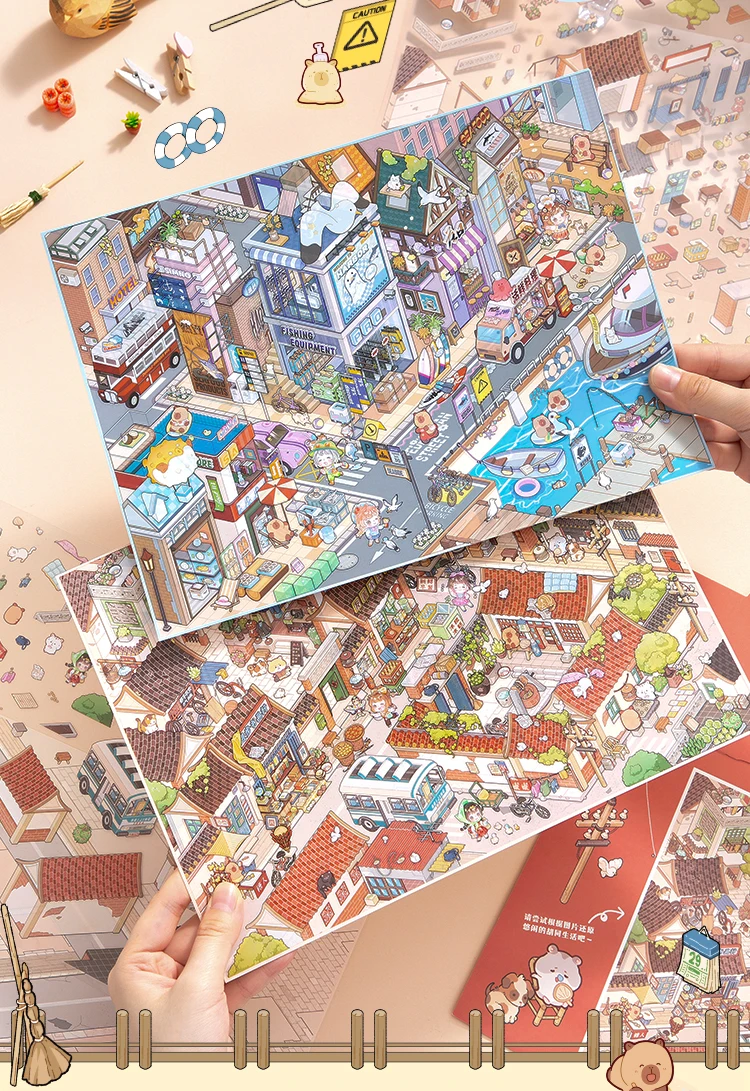 Große Urban Town House Hütten-Szenenaufkleber, hoch spielbarer Aufkleber, stapelbar, zum Einfügen, Festival, Geburtstagsgeschenk für Kinder – Detail 6
