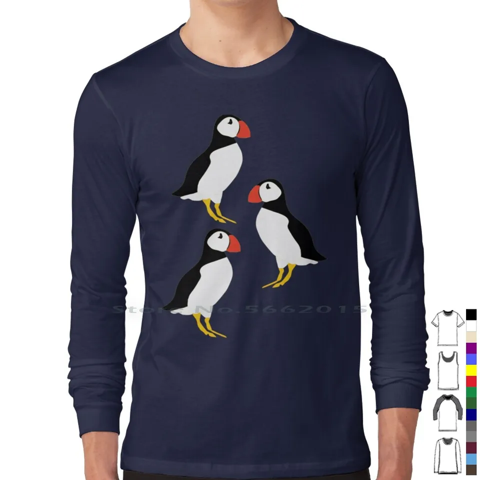 Northumberland Puffin Trio T Shirt 100% Cotton Puffin Bird Farne