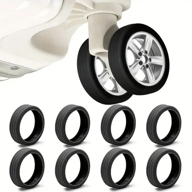 Luggage Wheel Cover 8pcs Luggage Roller Rubber Cover Silent Trolley Wheel Accessory Protective Cover Dualwheel Luggage
