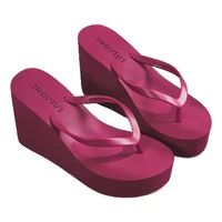 EOFK New Women Flip Flops Wedges Comfort Summer Platform Slippers Outdoor Concise Beach High Heel 9cm Casual Slides
