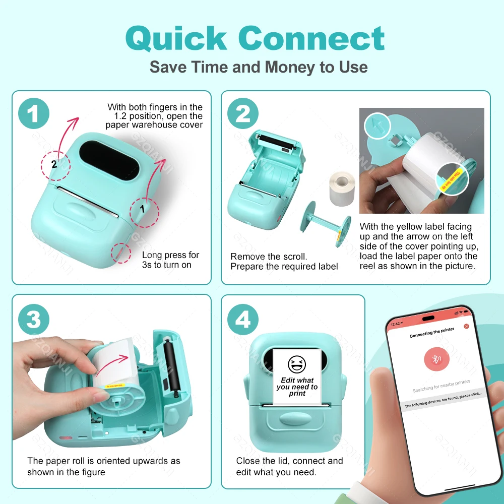 Marklife P50 Bluetooth Thermal Label Printer Barcode Sticker Paper Printer Self-adhesive Label Maker Labeling Portable Machine