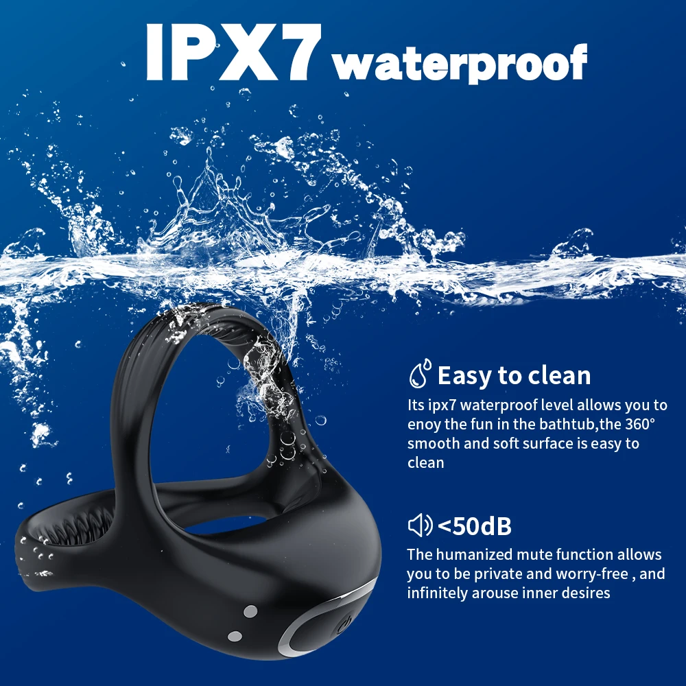 Bluetooth Wireless Remote Control Vibrating Cock Ring Delayed Ejaculation Penis Ring Vibrator Adults Sex Toy for Men Masturbator