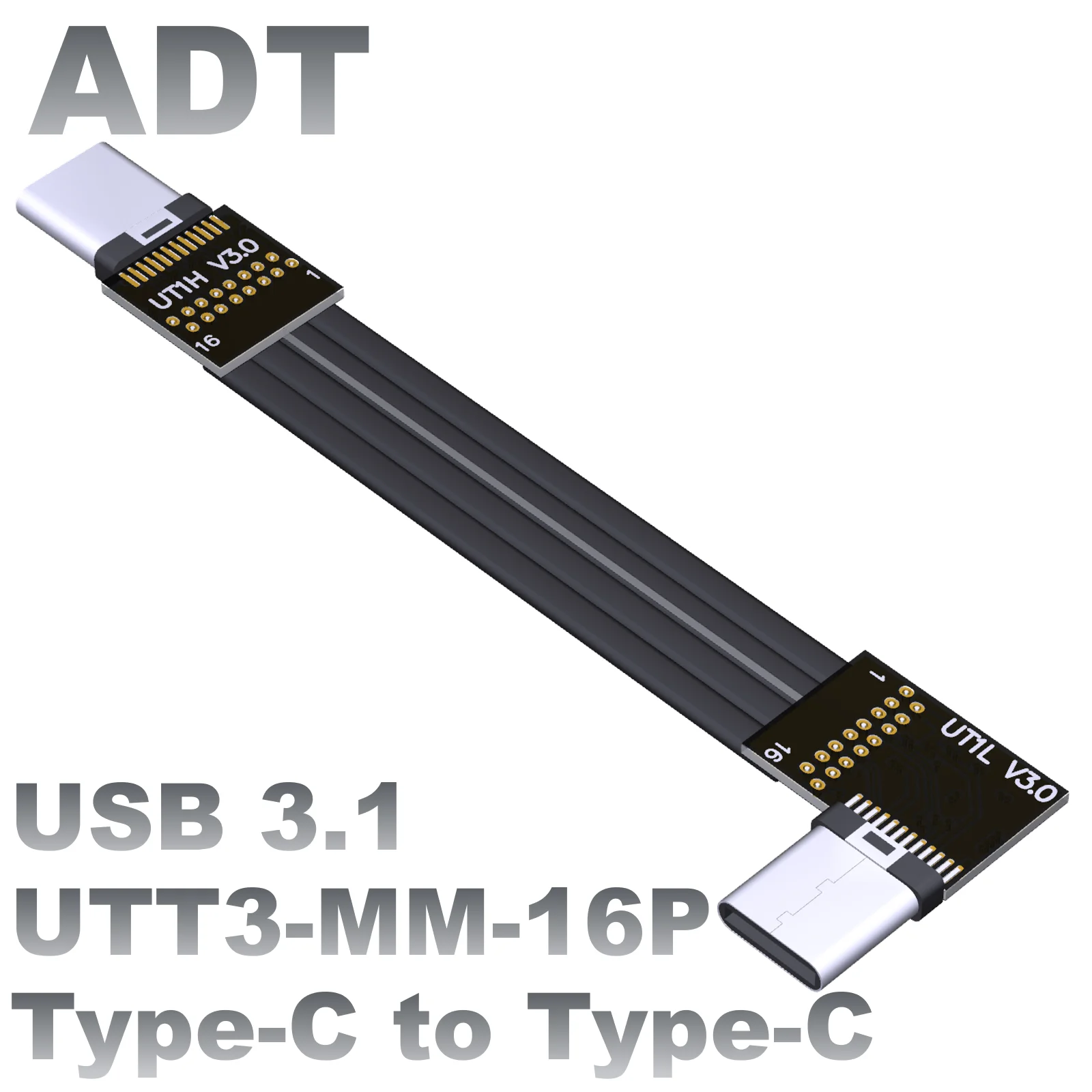 

Плоский, тонкий светильник зарядный кабель USB3.1 типа C с углом 90 градусов для передачи данных и зарядки с экраном для поддержки высоких токов ADT