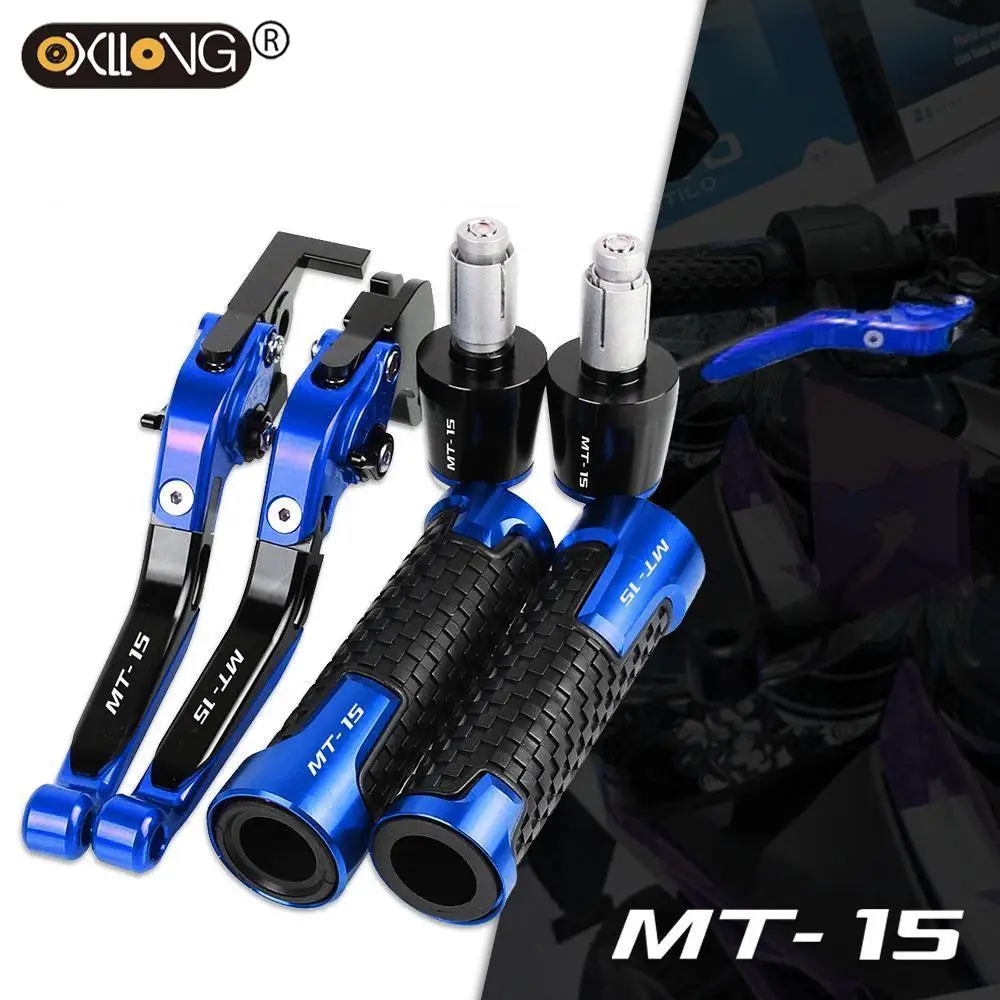 

MT-15 LOGO Motorcycle Aluminum Brake Clutch Levers Handlebar Hand Grips ends For YAMAHA MT15 MT-5 2015 2016 2017 2018 2019