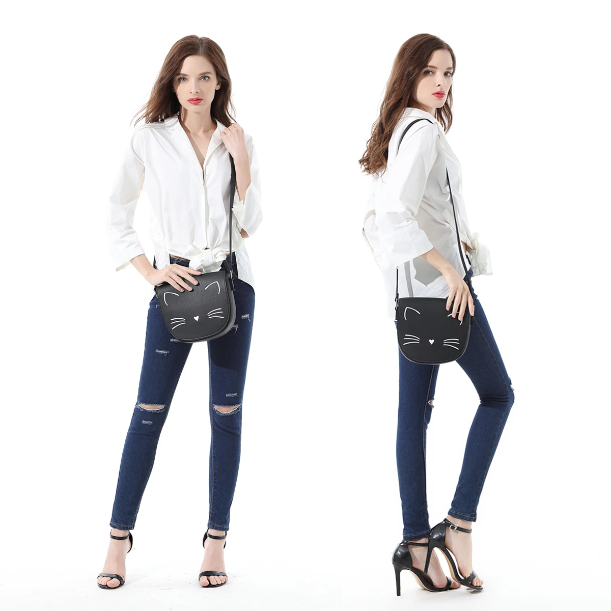 Cat pattern women shoulder bag crossbody bag for girls