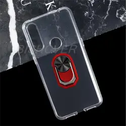 Elegant Finger Ring Soft TPU Silicone Case - Sleek Back Cover for Alcatel 1SE 2020 (Transparent C Red)