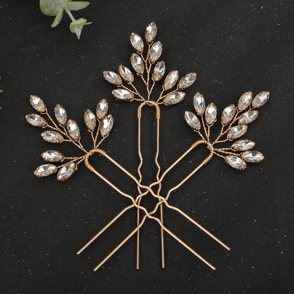 Vintage Gold Rhinestone Hair Pins for Wedding Hair Accessories Red Bridal Headpiece Handmade Blue Headdress Jewelry Silver Tiara