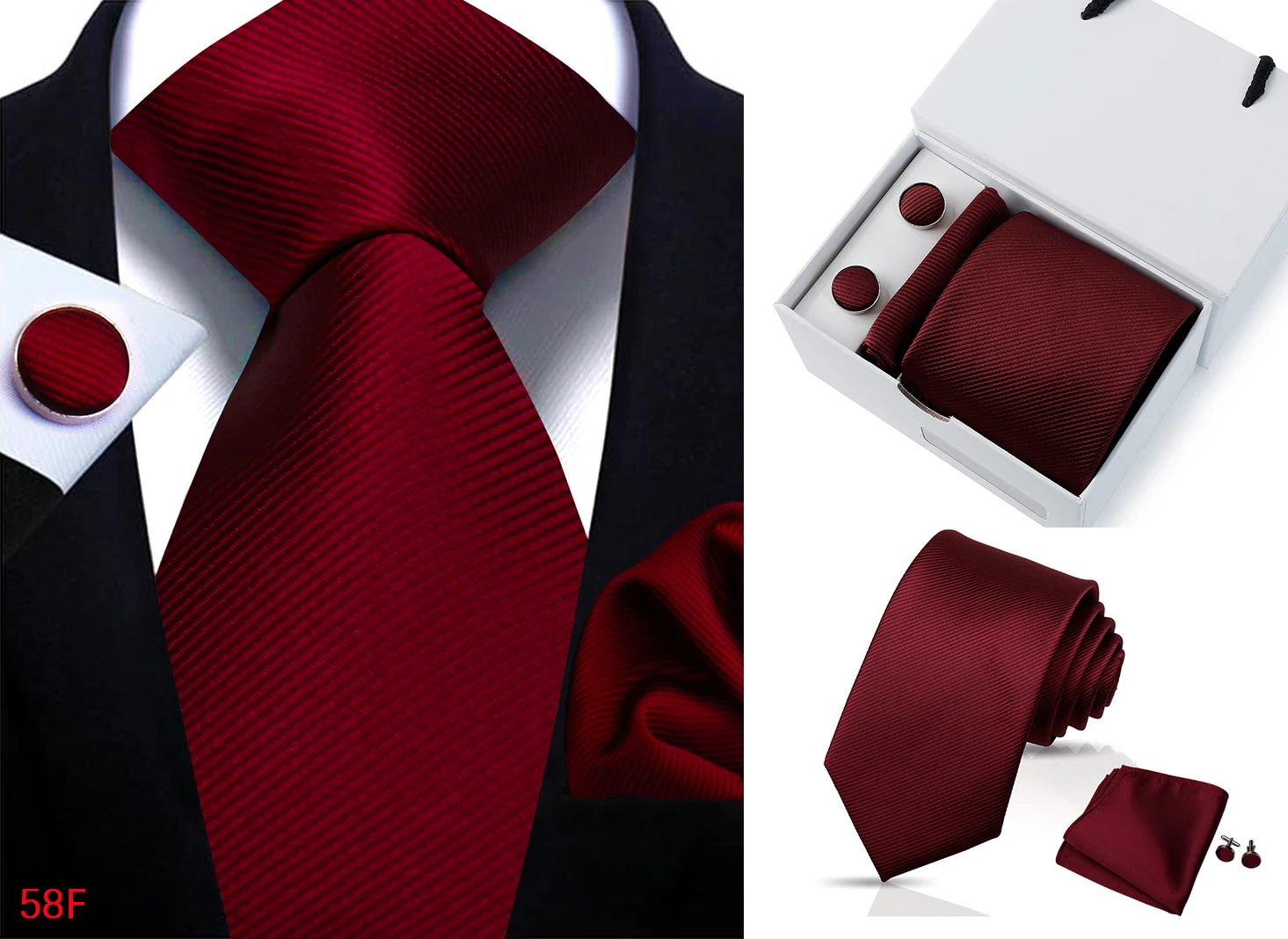 Neue männer Krawatte Hanky Manschettenknöpfe Set Mit Luxus Geschenk Box Einfarbig Krawatte Für Männer Anzug Hochzeit Business Party zubehör – Detail 29