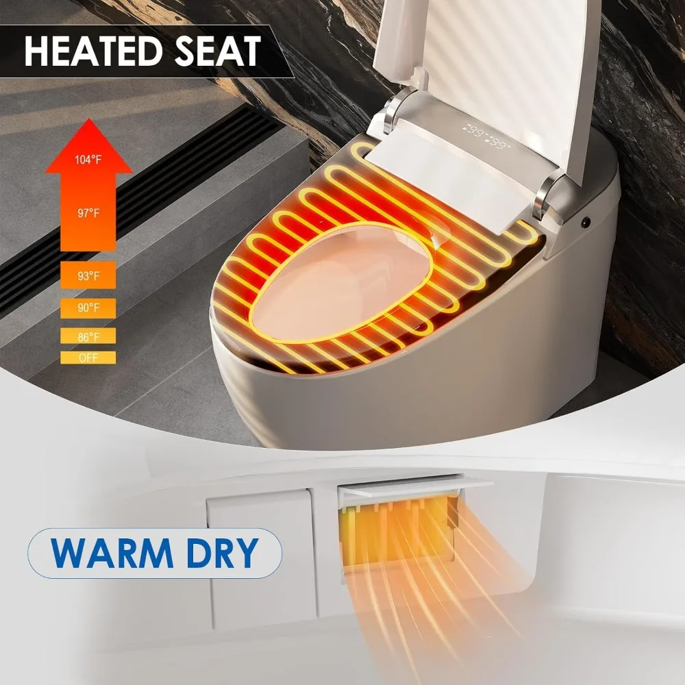 Smart Toilet, Bidet Toilet with Pump Assisted Flush, Foot Sensor Operation, Heated Bidet Seat, Warm Water, Dryer,Digital Display 5