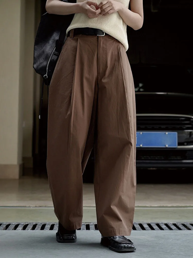 [LANMREM] Korean Version High Waist Wide Leg Pants For Women Solid Color Straight Loose Streetwear Trousers 2024 Spring New 26D2