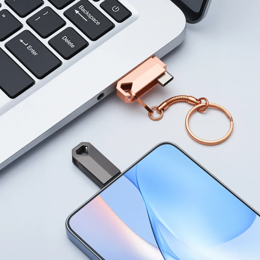 타입-C 메탈 USB 플래시 드라이브 USB-C 펜 드라이브 무료 맞춤 로고 메모리 스틱 펜드라이브 저장 장치 클레 USB 스틱 128GB 64GB 32GB