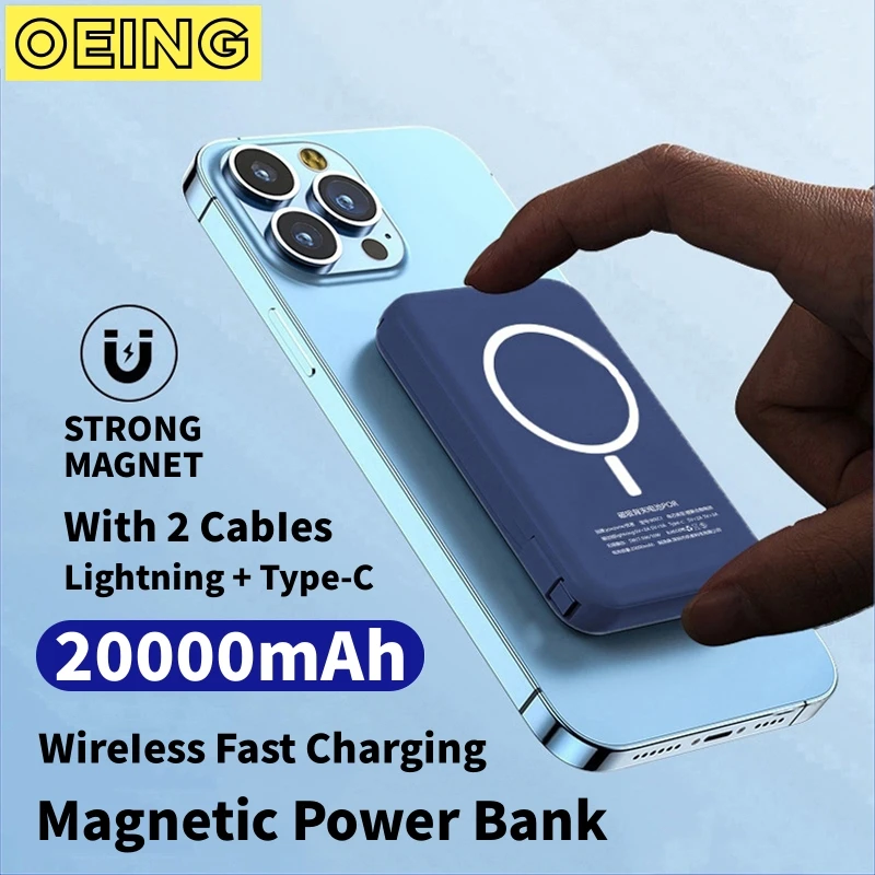 

Magnetic Power Bank 20000mAh External Auxiliary Battery Pack Portable Wireless Charger For iPhone Samsung Xiaomi Mini Powerbank