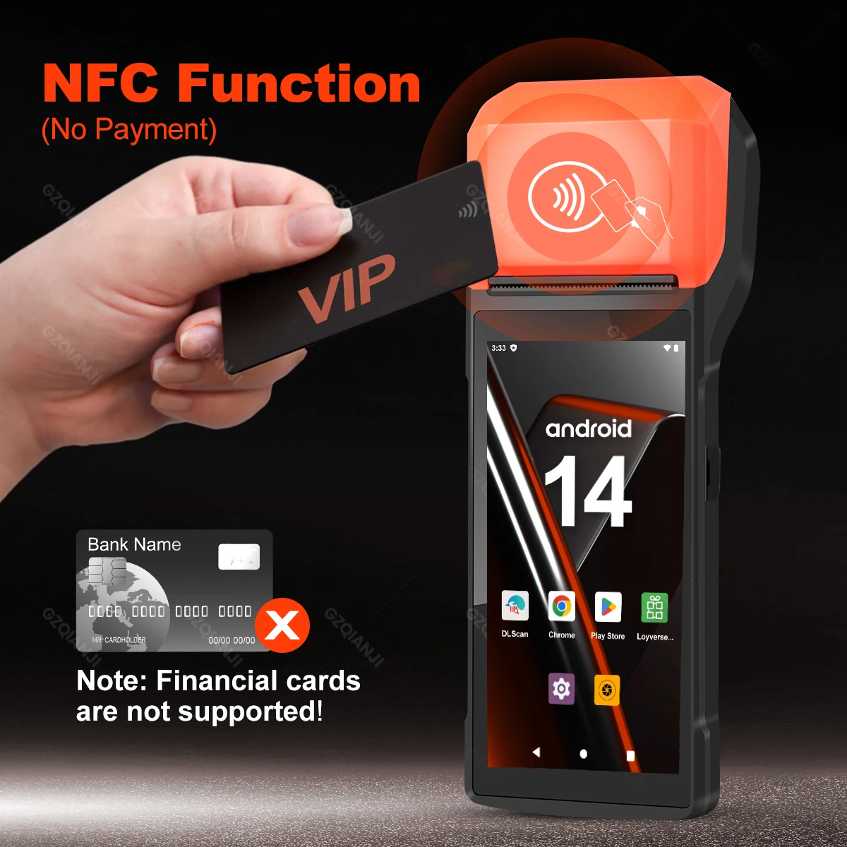 4G Android 14 Upgrade POS Terminal with NFC Handheld Thermal 58mm pos Printer 1D 2D Barcode Scanner All in One for Business