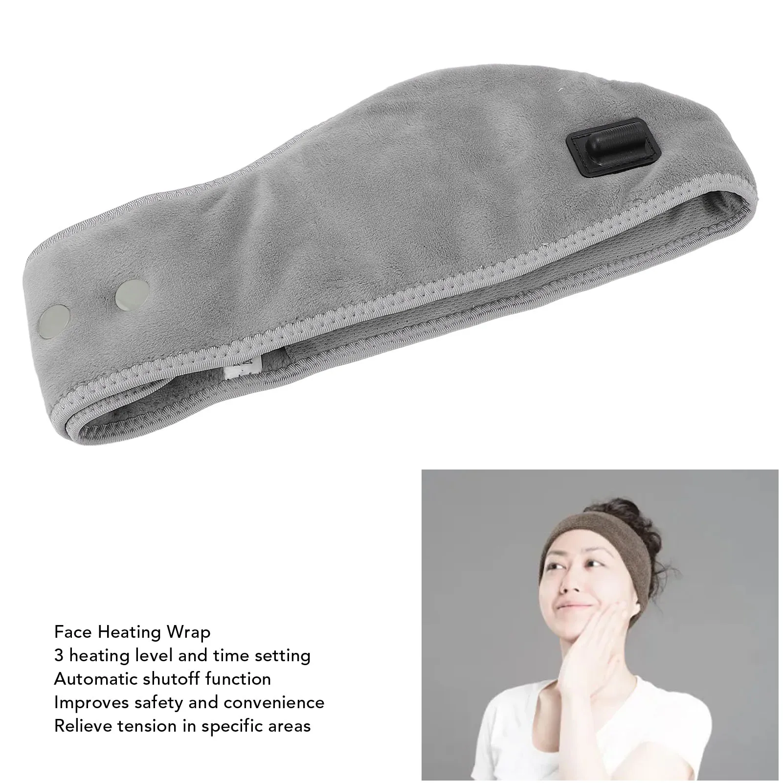 Face Heating Wrap 3 Levels Heating Timer Setting USB Electric Heating Pad for Chin Cheek Jaw Clenching Electric Jaw Heating Pad 3