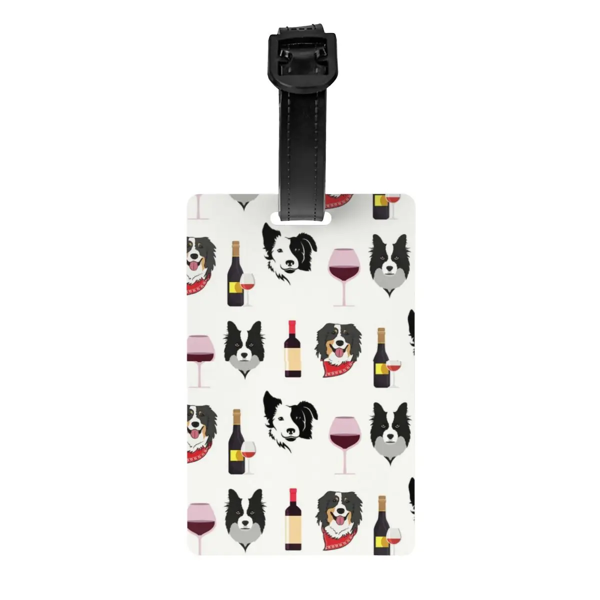 

Custom Wine Border Collie Luggage Tag Privacy Protection Friendly Dog Baggage Tags Travel Bag Labels Suitcase