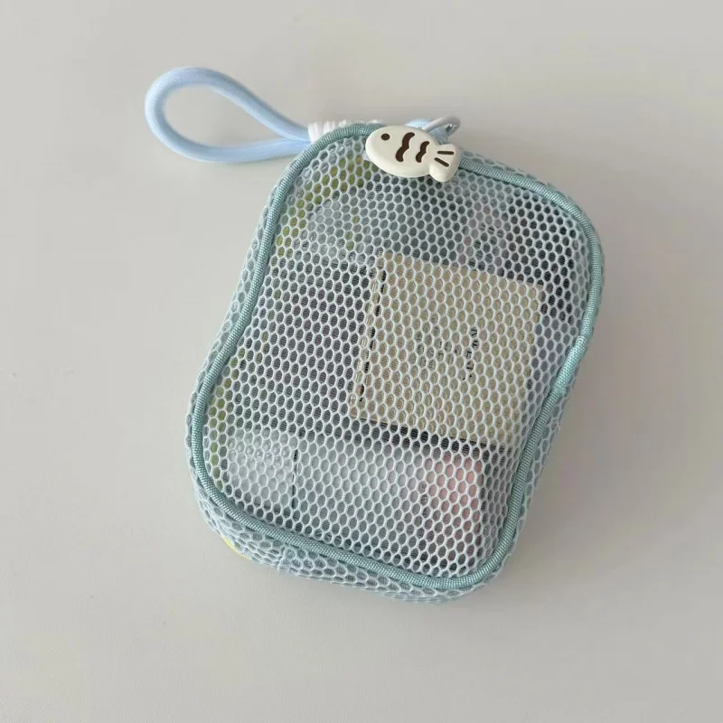 Tofu Block Mesh Cosmetic Bag High Appearance Dopamine Pearl Zipper Large Capacity Portable Travel Toiletry Bag