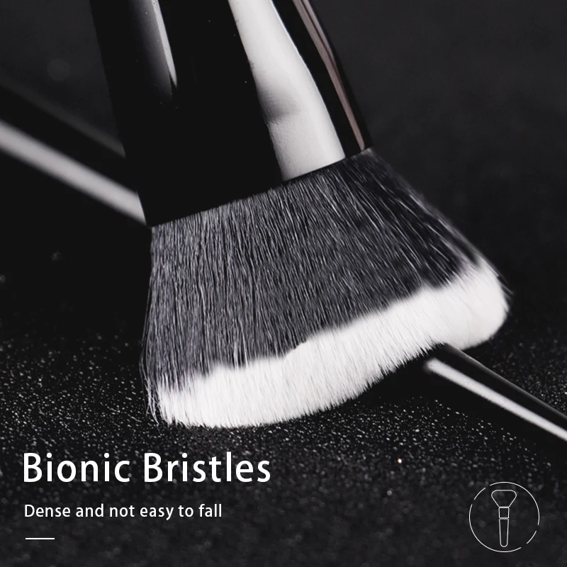 Pennello per trucco 22, pennello per cipria pressato, setole in fibra morbida, elegante manico nero, marca di pennelli per trucco da donna_voghion.com