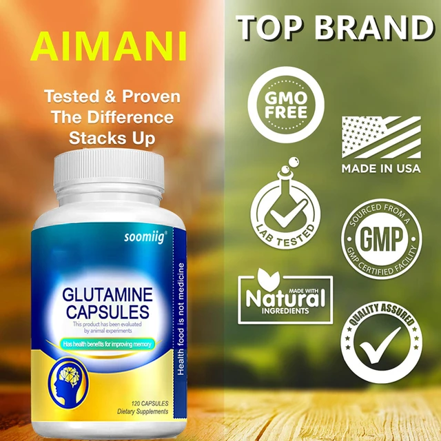 Glutamine Supplement - Rich Vitamin Complex to Support Memory, Concentration, Nervous System and Brain Health, 120 Tablets 3