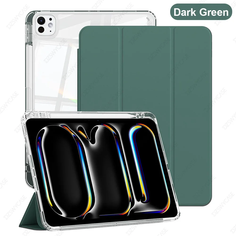 Enhanced Shockproof Slim Tablet Case with Pencil Holder and Auto Sleep/Wake Function, Featuring a Clear Hard Back Shell