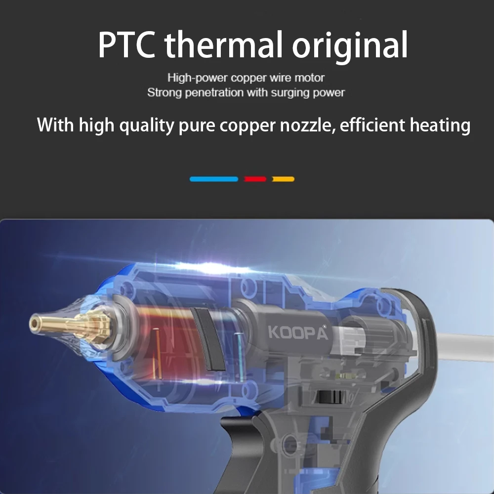Koopa Fast Preheating Cordless Rechargeable Hot Glue Gun with 10Pcs Premium Glue Stick for 18V Makita Battery, for Art, Wood 2