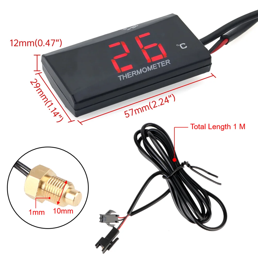 Motorcycle Water Tank Temperature Monitor with Warning Indicator and Sensors