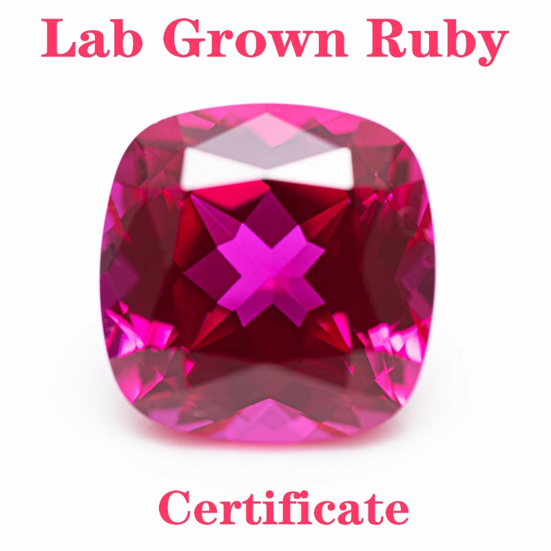 

Lab Grown Ruby Square Cushion Shape Rubeliite Colour VVS1 Selectable AGL Certificate Charms Beads Diy Jewelry Making Materials