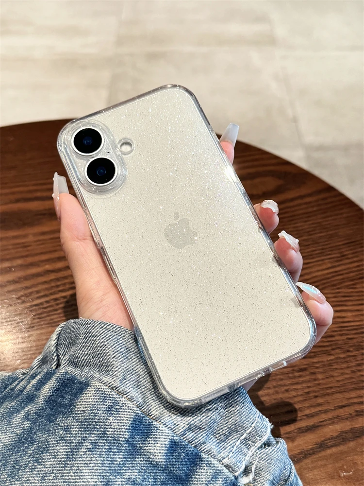 Elegant Bling Glitter Shockproof Clear Phone Case - Soft & Transparent Cover