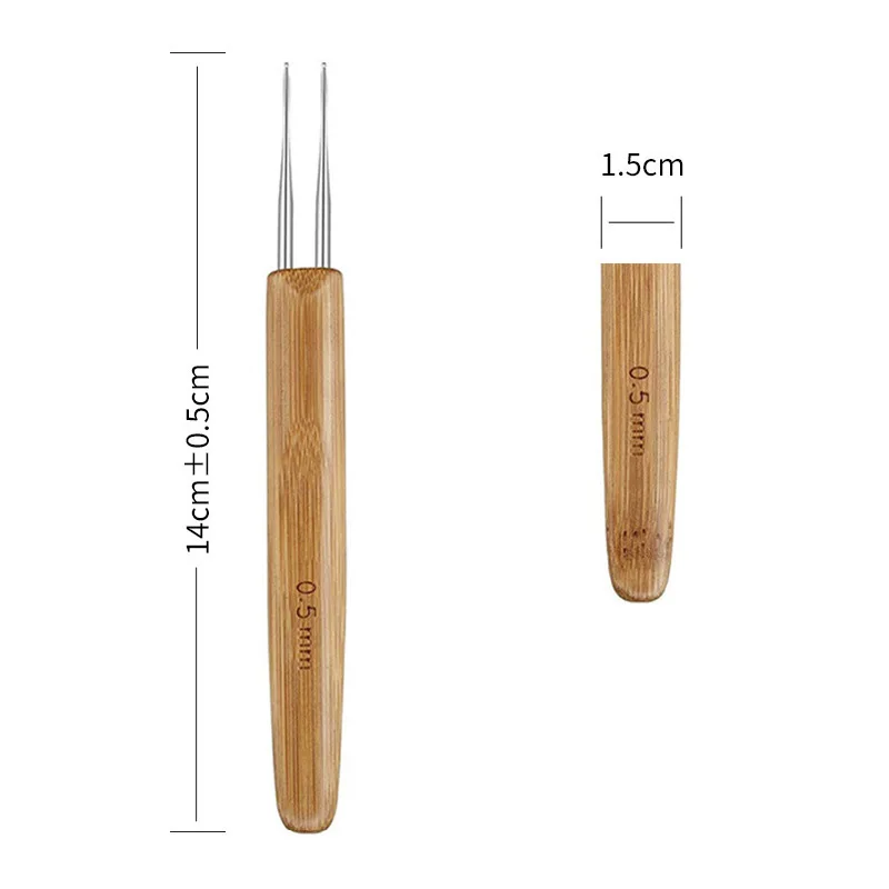 0.5MM DM hook size hair crocheting needle 4 pieces per package bamboo holder dreadlocks hair braiding tools crochet hooks hair extensions tool