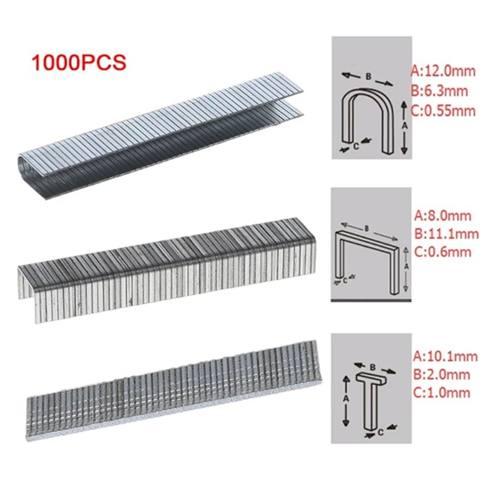 1000Pcs U/ Door /T Shaped Nail Shaped Stapler For Wood Furniture Household Use Electric Nail Gun Stapler Gun Nail Shooter Nails 4
