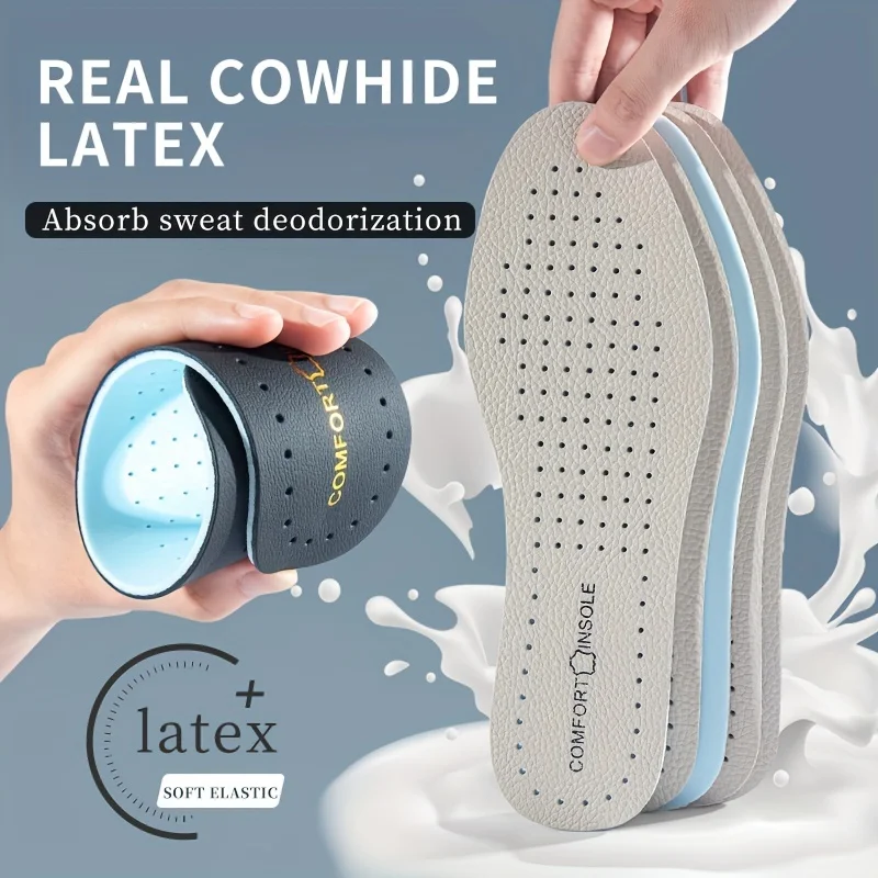 CowLeatherLatexSportsInsoleSheepskinCowhideInsolesforShoes