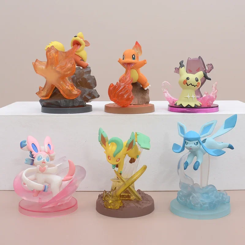 

6pcs Pokemon Moves Pokemon 5th Generation Growlithe Sylveon charmander Model Ornament for Kids Christmas Birthday Gifts