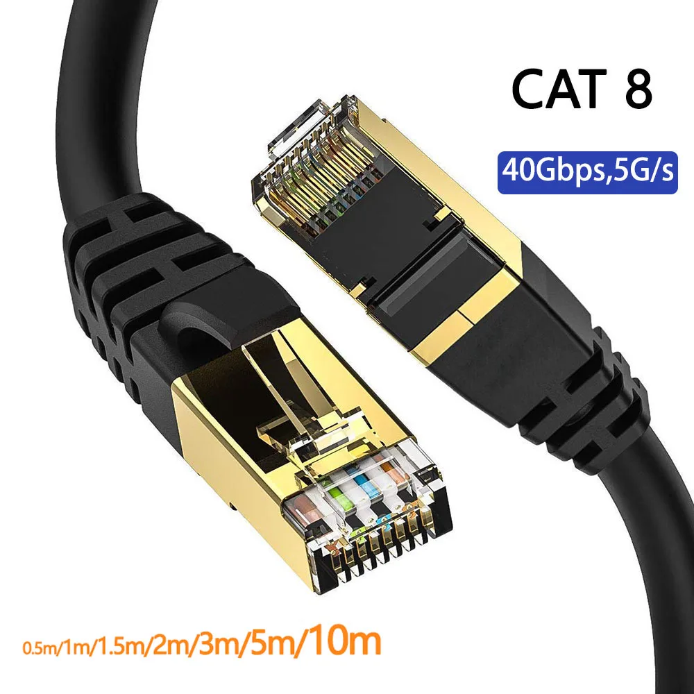 Cat 8 Ethernet Round Cable LAN Network Rj45 40Gbps 2000Mhz 26AWG For Router Pc Ps4 TV Laptop ethernet cable