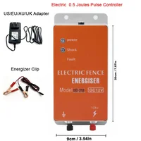 Éneriseur de clôture électrique DC 12V 0.5- 1 joule, pour animaux, bovins, ferme, volaille, chargeur d'énergie solaire, contrôleur de clôture 2