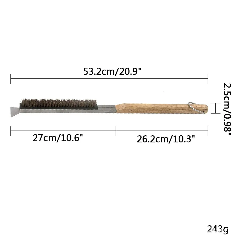 Pizza Stone Cleaning Brush Stalk Fiber Coconut Palm Shell Rubber Wood Long Handle Pizza Tool