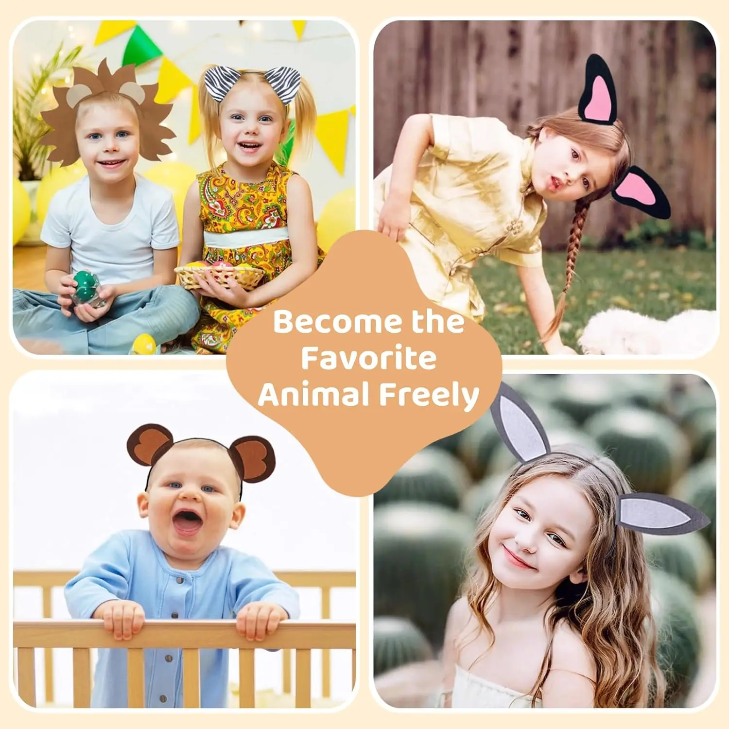 12 PCS Animal them party Headbands Set, Wild One Birthday Party Favors and Zoo Decorations ，Gift,dress up，cosplay, role Play