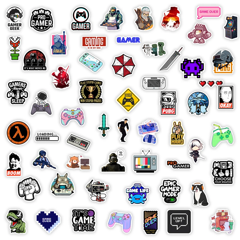 Funny Video Game Lovers Stickers DIY Gift Kids Toy Decal for Laptop Phone Scrapbook Luggage Decorative Graffiti Waterproof - 6
