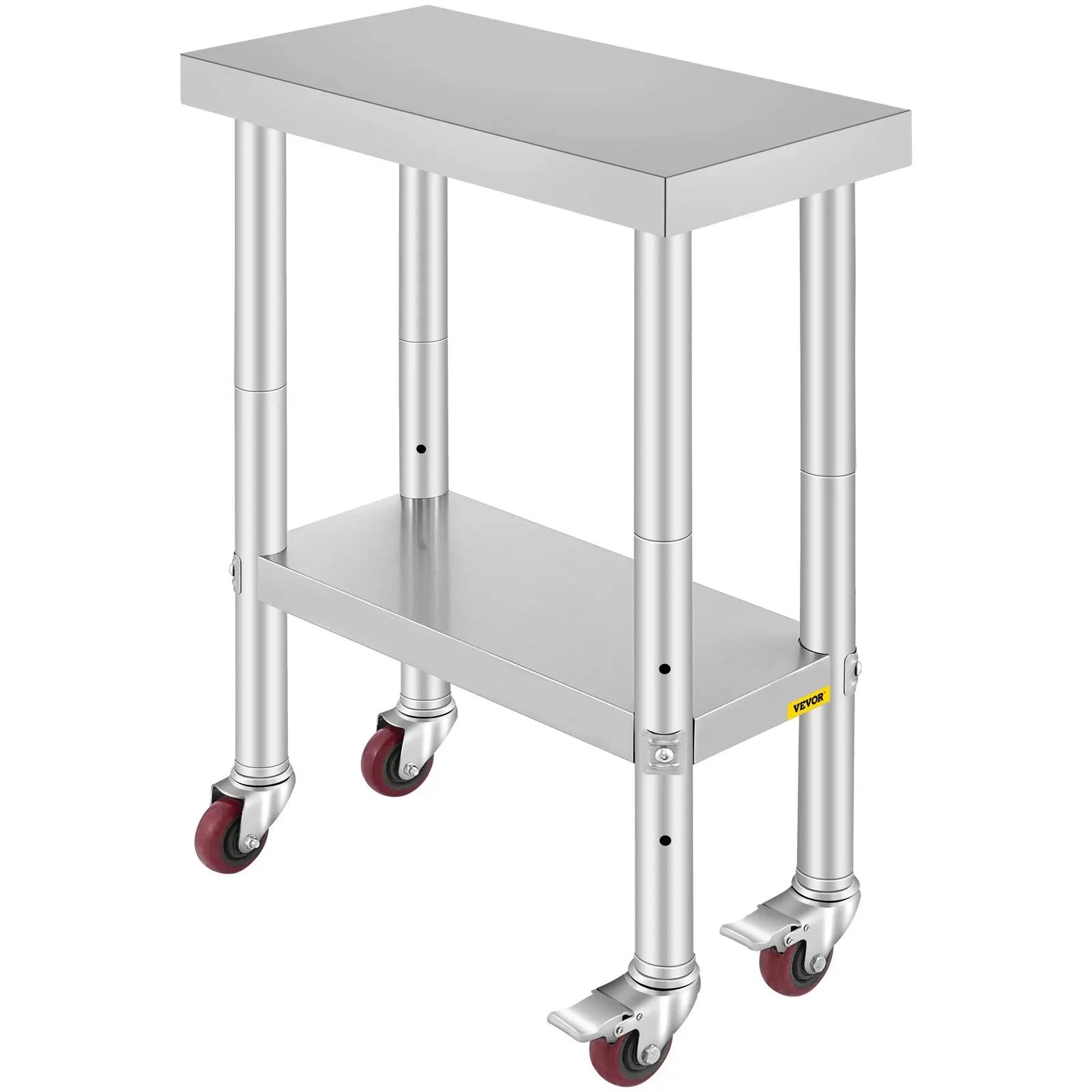 Storage Rack Rolling Storage Cart VEVOR Stainless Steel Kitchen Worktable shelves Commercial Work Bench Table with Caster Wheels for Home Restaurant