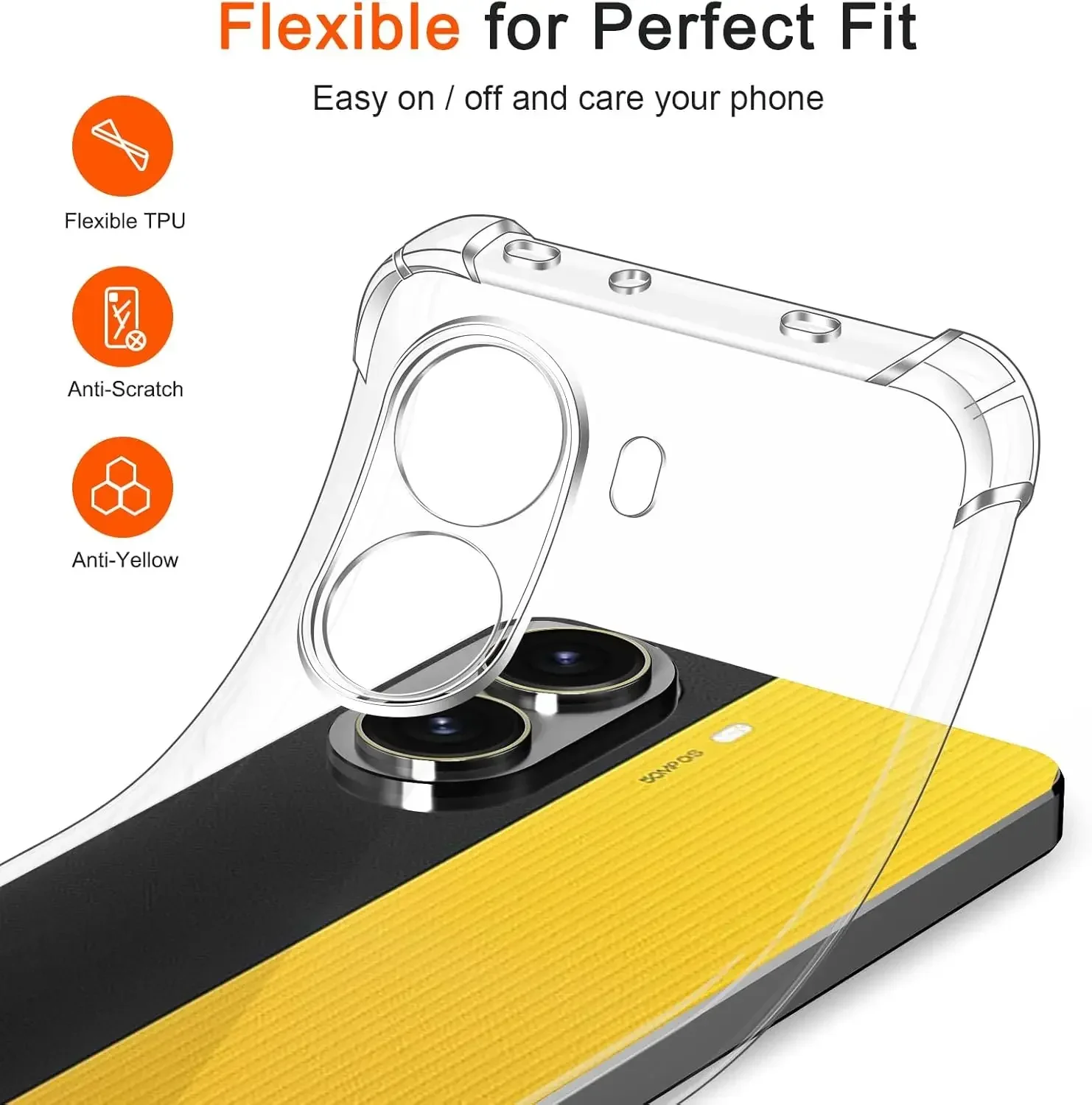 Shockproof Transparent TPU Protective Phone Case - Clear Shell Cover