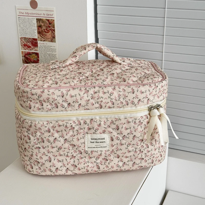 Vintage Floral Cord Frauen Kosmetische Lagerung Taschen Retro Reise Tragbare Damen Handtaschen Einfache Weibliche Make-Up Fall Kupplung Geldbörse