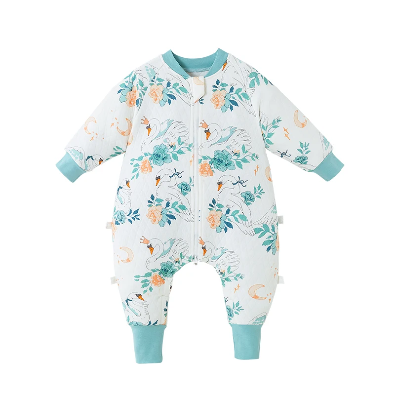 Spring Autumn Baby Girl Cotton Onesies Toddler Cute Cartoon Pajamas Zipper Neck Prontection Sleepwear