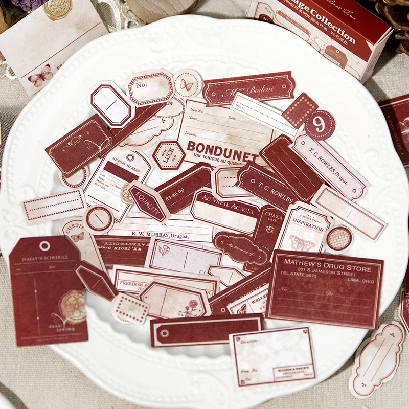 

100Sheets Per Pack Base Paper Material paper boxed stickers retro decorative collage bottoming message Time Post Office Coffee