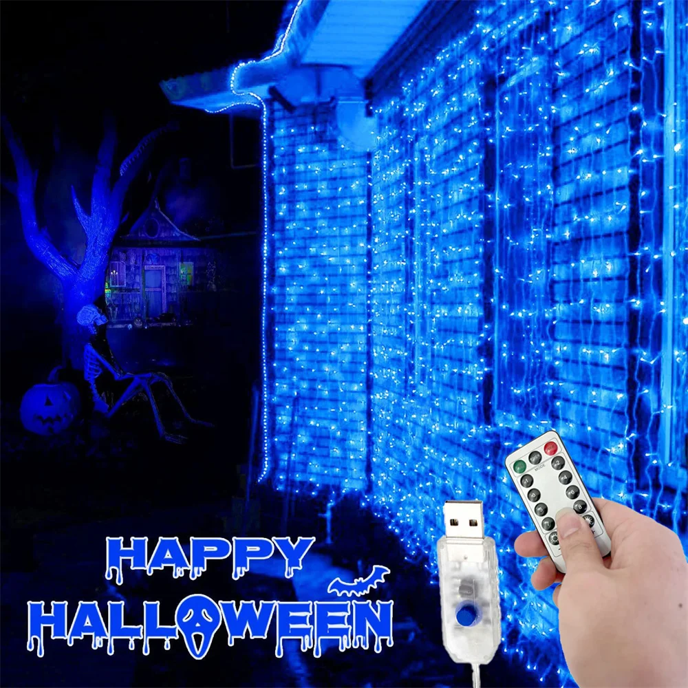 USB Christmas LED Curtain Lights, Indoor Fairy Curtain Lights, Suitable for Bedroom, Background Windows, Holiday Lighting
