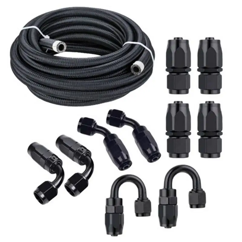 

Automotive Oil Hose Kit Stainless Steel Braided Oil Hose 10/12 Ft Hose With 10 Hose End Fittings High Pressure Oil Hose For Cars