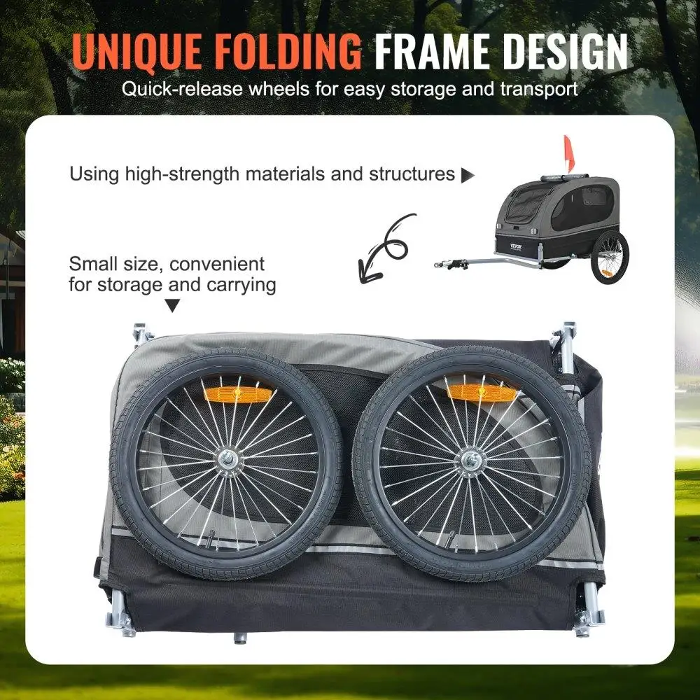 Easy Folding Dog Bike Trailer for Up to 88 Lbs with Reflectors and Flag 4