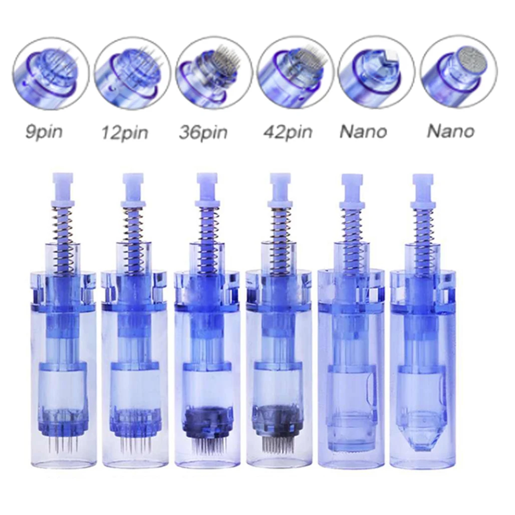 10/50/100/500 Pz Safty Sterilizzare Agujas Dermapen Microagujas Cartuccia Aghi 12/36Pin Punta Di Ricambio Per Dermapen A1