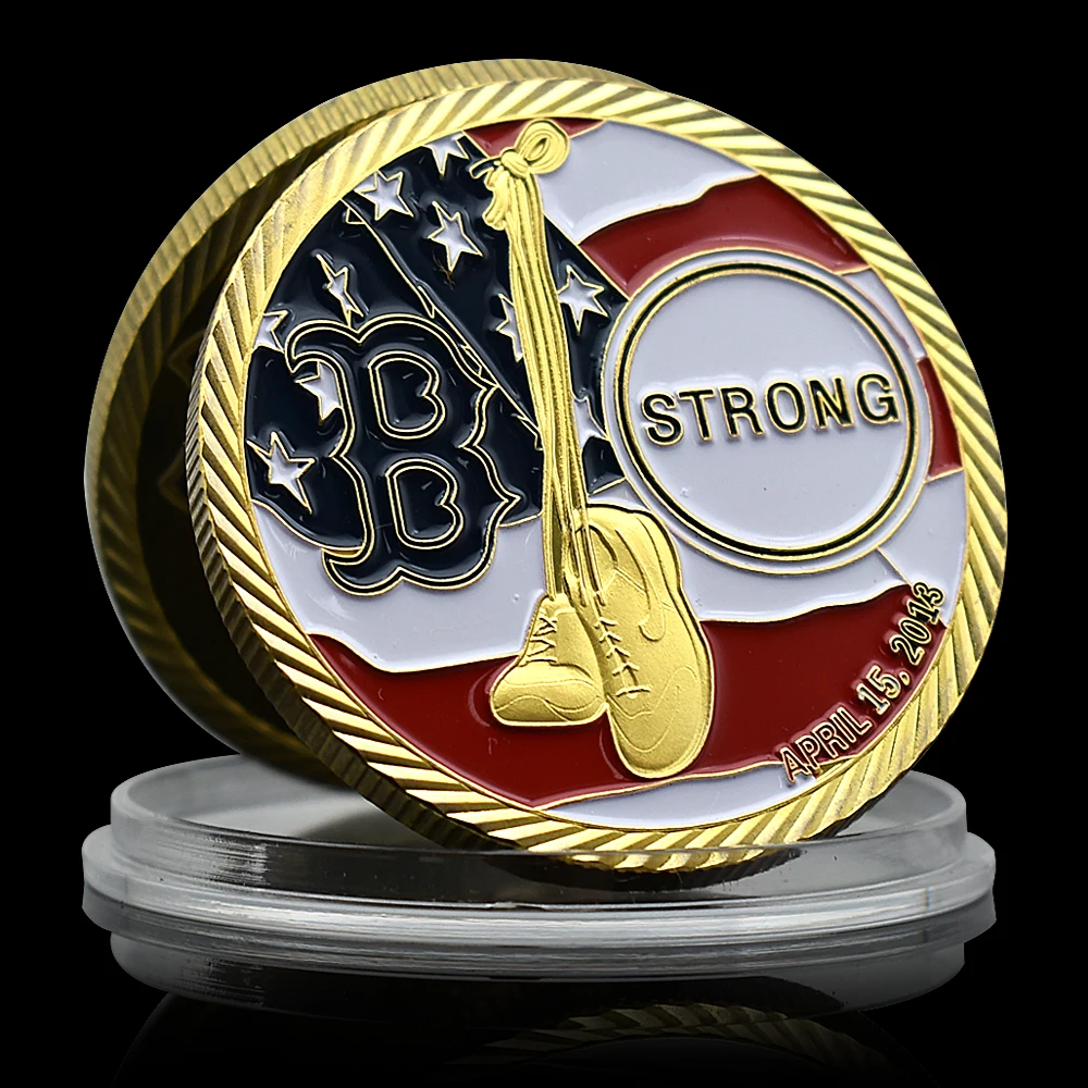 

US 2013 Strong Marathon Challenge Coin World Trade Center 911 Attack Gold Token Commemorative Medal Collectibles