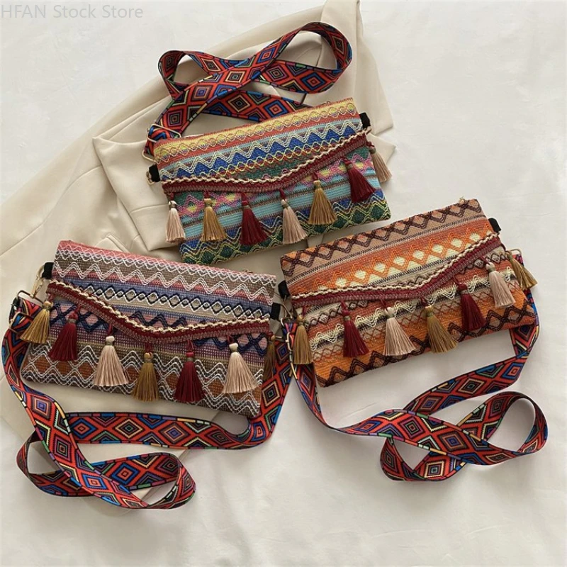 Hmong Bolso De Hombro étnico Vintage, Bordado Bohemio, Hippie, Borla, Tote Msenger - AliExprs 1524