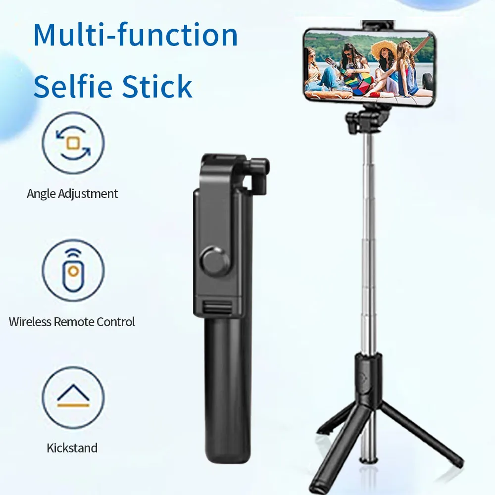 Multi functional floor standing selfie stick stand integrated telescopic tripod compatible with various camera devices