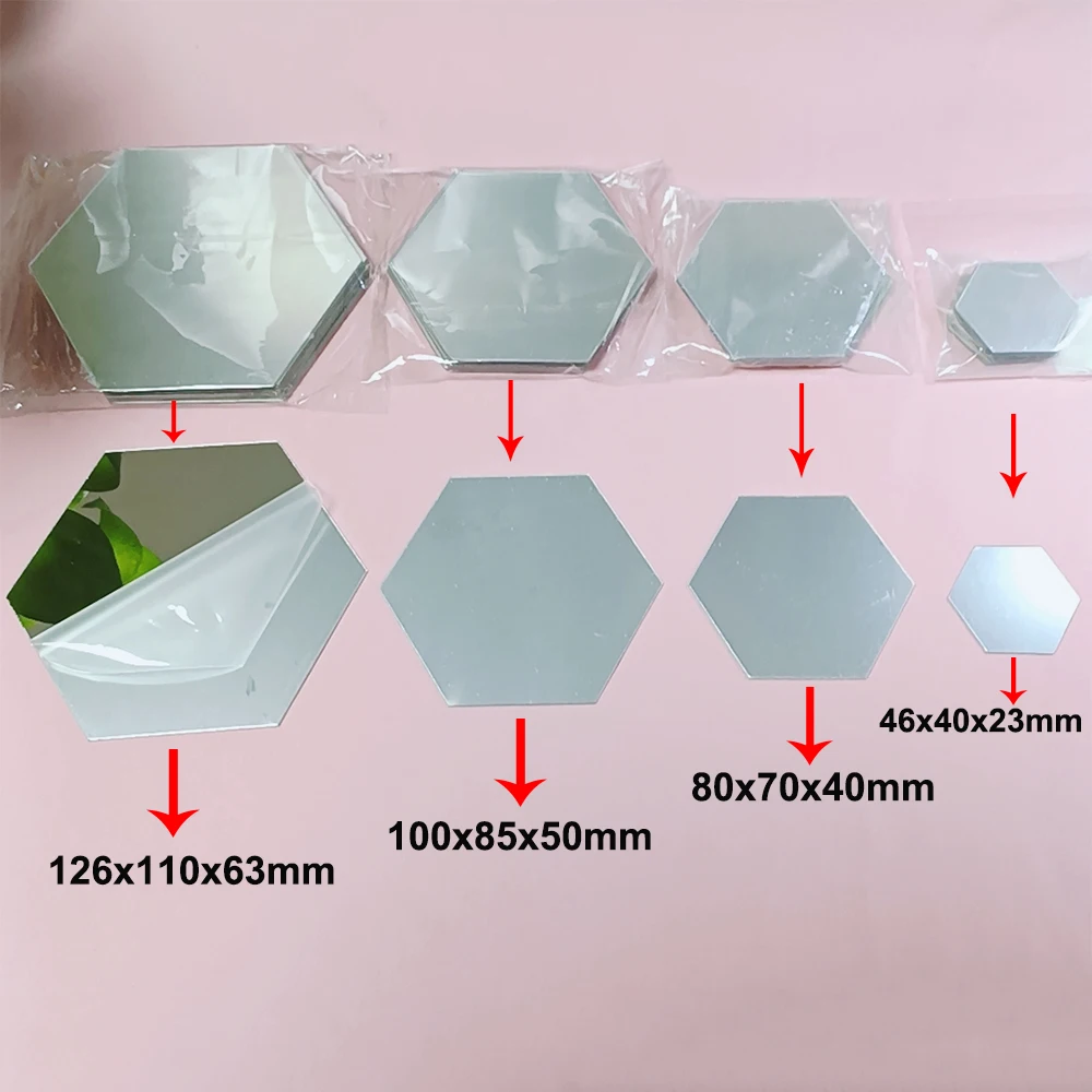6/12Pcs 3D Mirror Wall Stickers Acrylic Self Adhesive Removable Hexagon Wall Decal Living Room Home Art Mirror Sticker Ornament